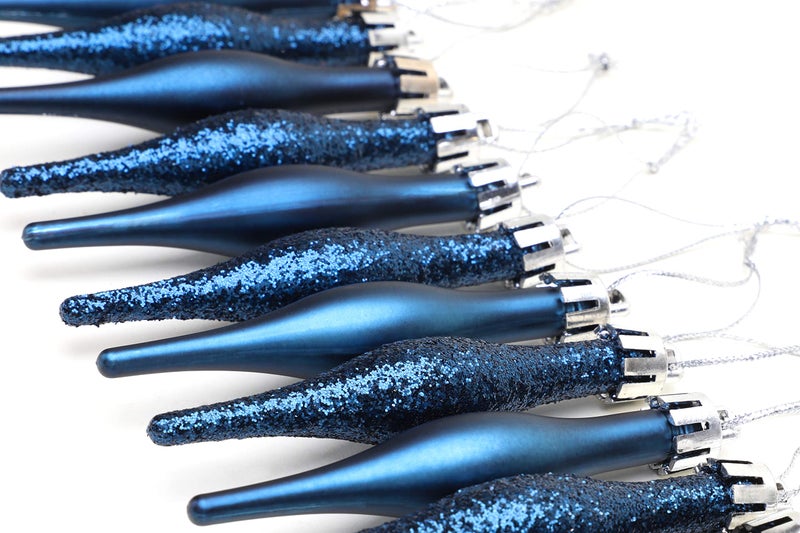 Christmas ConceptsÂ® Pack of 15-8.5cm, 85mm (3.4") Droplet Baubles - Matte & Glitter Design - Christmas Ornaments (Midnight Blue) - Image 4